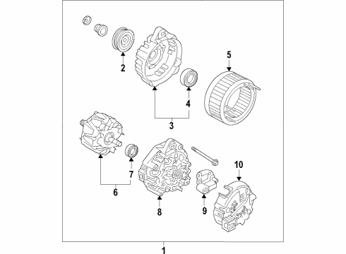 2019 Kia Sedona Alternator Rotor Assembly-Generator Diagram for 37340-3L001
