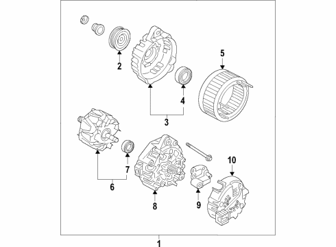 2019 Kia Sedona Alternator Complete Front Housing Diagram for 37330-3L050