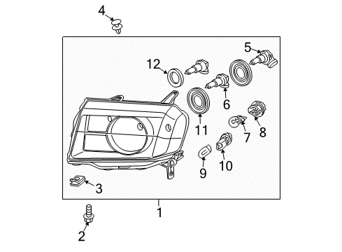 2011 Honda Pilot Bulbs Headlight Assembly, Driver Side Diagram for 33150-SZA-A01