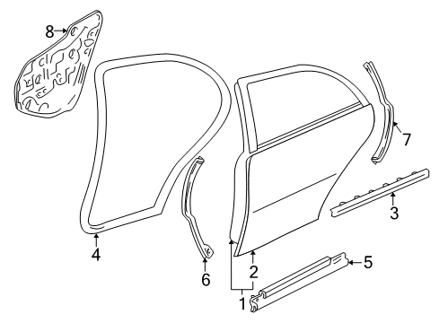 2002 Infiniti Q45 Rear Door WEATHERSTRIP-Rear RH Diagram for 82831-AT400