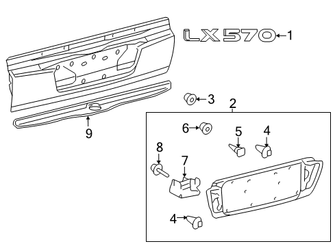 2014 Lexus LX570 Exterior Trim - Tail Gate Screw, Tapping Diagram for 93560-14012