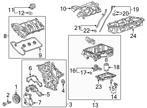 2018 Cadillac CT6 Engine Parts, Mounts, Cylinder Head & Valves, Camshaft & Timing, Variable Valve Timing, Oil Pan, Oil Pump, Balance Shafts, Crankshaft & Bearings, Pistons, Rings & Bearings Oil Tube Diagram for 12652501