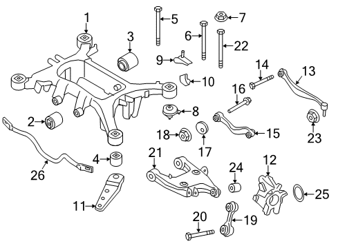 2012 BMW 750i Rear Suspension Components, Lower Control Arm, Upper Control Arm, Ride Control, Stabilizer Bar Right Wishbone Diagram for 33326782132