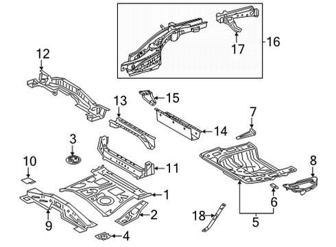 2022 Lexus NX350 Rear Floor & Rails PANEL SUB-ASSY, RR F Diagram for 58301-78901
