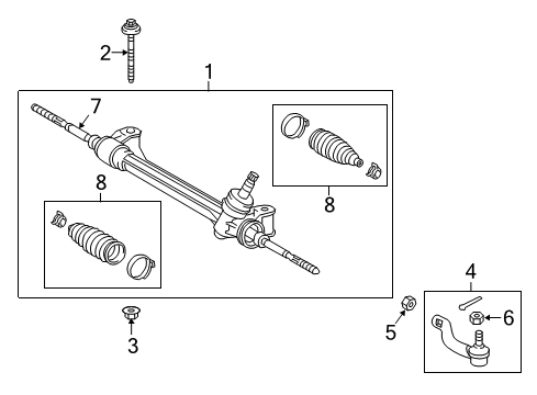 2020 Lexus NX300 Steering Column & Wheel, Steering Gear & Linkage Steering Gear Assembly Diagram for 45510-42171