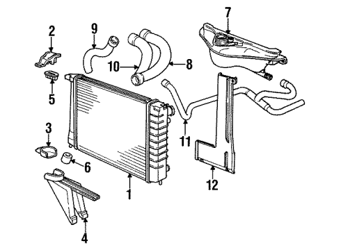 1989 BMW 735i Radiator & Components Lower Radiator Coolant Hose Diagram for 11531265946