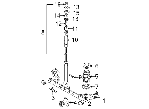 2014 Nissan Cube Rear Suspension Tube-Distance, Shock Absorber Mounting Diagram for 55323-AX000
