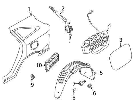 2021 Kia Sorento Quarter Panel & Components Housing-Fuel Filler Diagram for 81595R5000