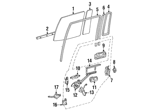 1992 Toyota Land Cruiser Door & Components Handle, Inside Diagram for 69205-60030-03