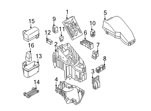 2013 Nissan Quest Fuse & Relay Bracket-Air Bag Sensor, RH Diagram for 24383-1JA0A