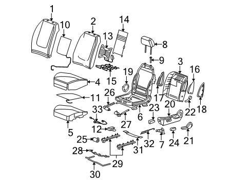 2006 Pontiac G6 Front Seat Components Pad Asm-Driver Seat Cushion (W/ Wire) Diagram for 10374392