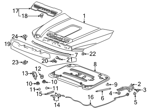 2020 GMC Sierra 3500 HD Hood & Components Insulator Clip Diagram for 11611677