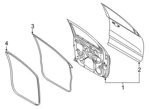 2019 Ford Ranger Front Door Door Weatherstrip Diagram for EB3Z-2620708-B