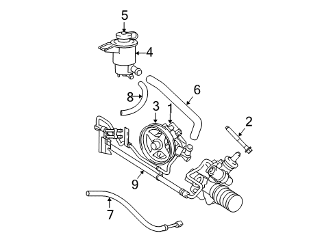 2003 Mercury Grand Marquis P/S Pump & Hoses, Steering Gear & Linkage Power Steering Pump Diagram for 3W1Z-3A674-CARM