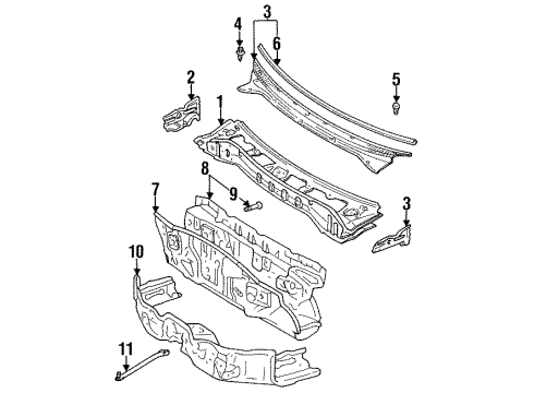 1997 Toyota Tercel Cowl Dash Panel Diagram for 55101-16550