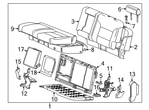 2016 Chevrolet Silverado 2500 HD Rear Seat Components Seat Back Frame Diagram for 22888435