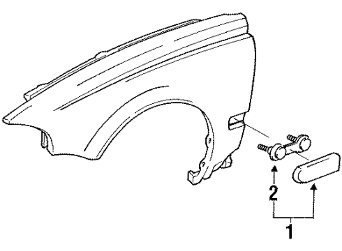 1993 Honda Civic Exterior Trim - Fender Protector, R. FR. Fender Diagram for 75301-SR3-A01