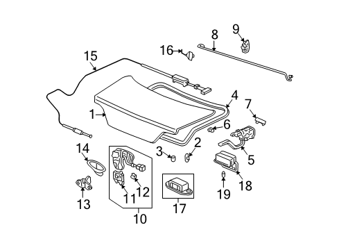1999 Acura TL Trunk Lid Lock, Trunk Diagram for 74851-S0K-A01
