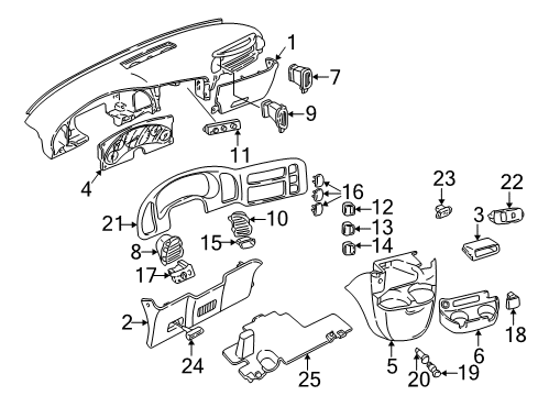 1998 GMC Safari Instrument Panel Holder Asm-Instrument Panel Cup *Pewter Diagram for 15049806