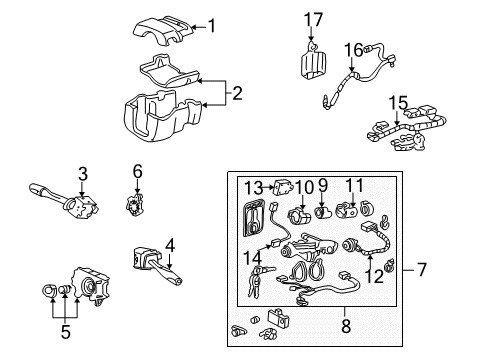 2001 Acura RL Shroud, Switches & Levers Lock Assembly, Steering Diagram for 35100-SZ3-A02