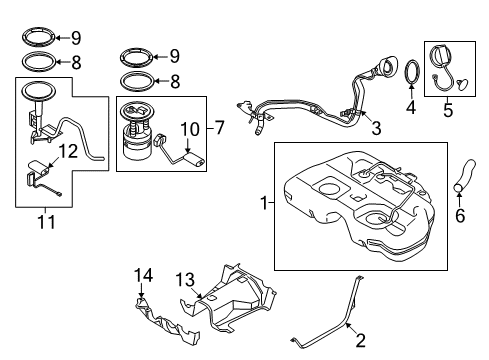 2016 Nissan Murano Senders Band Assy-Fuel Tank Mounting Diagram for 17406-5AA0A