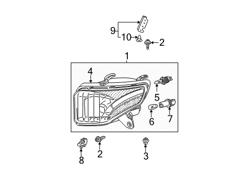 2002 Toyota RAV4 Bulbs Headlamp Lens Diagram for 81130-42220