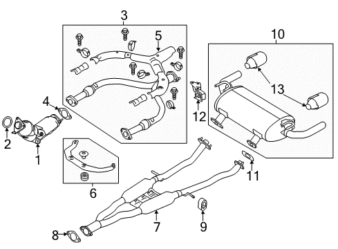 2015 Infiniti Q50 Exhaust Components Exhaust Main Muffler Assembly Diagram for 20100-4GA0D