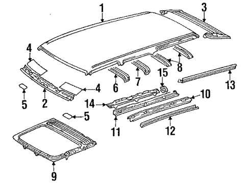 1990 Toyota 4Runner Roof & Components Drip Weatherstrip Diagram for 62382-89101
