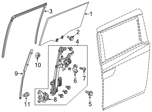 2015 Honda Odyssey Sliding Door Channel, Passenger Side Diagram for 72735-TK8-A31