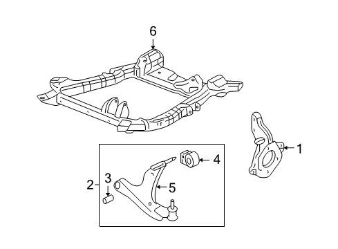 2009 Pontiac Torrent Front Suspension Components, Lower Control Arm, Stabilizer Bar Front Lower Control Arm Assembly Diagram for 25919635