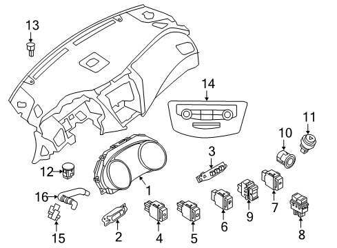 2016 Nissan Murano Instruments & Gauges Speedometer Instrument Cluster Diagram for 24810-5AA1B