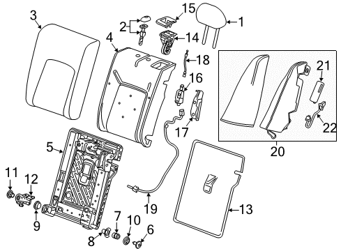 2019 Buick Regal Sportback Rear Seat Components Seat Back Frame Inner Cover Diagram for 13506223