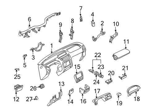 2001 Nissan Xterra Instrument Panel Plug-Switch Hole Diagram for 68960-01F02