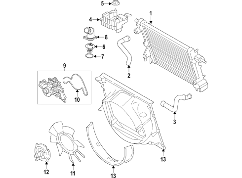 2021 Ford F-350 Super Duty Cooling System, Radiator, Water Pump, Cooling Fan Lower Hose Diagram for LC3Z-8286-B