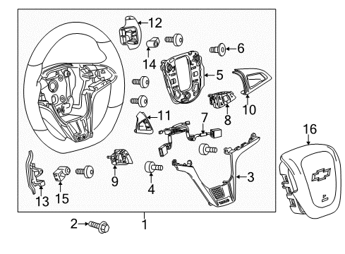 2012 Chevrolet Camaro Steering Column, Steering Wheel & Trim Paddle Switch Diagram for 23156477