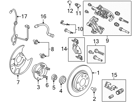 2010 Mercury Milan Brake Components Front Hub Diagram for 6E5Z-1104-BA