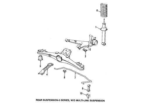 1990 BMW 325iX Rear Suspension Components, Stabilizer Bar Stabilizer Rubber Mounting Diagram for 33551130349