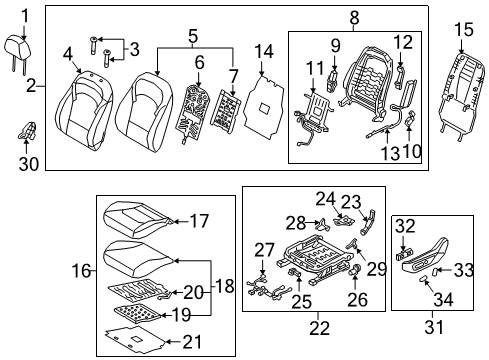 2020 Hyundai Elantra GT Power Seats Switch Assembly-Power Front Diagram for 88540F2100