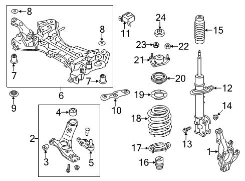 2014 Kia Sorento Suspension Components, Lower Control Arm, Stabilizer Bar Pad-Front Spring Upper Diagram for 546233S000