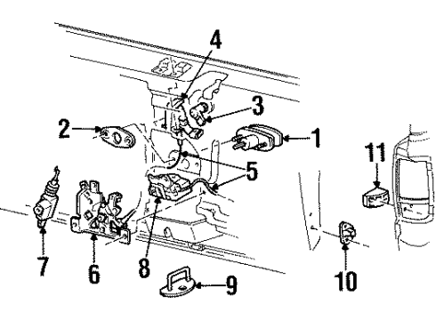 2000 Lincoln Navigator Lift Gate Window Lift Cylinder Diagram for F75Z-7842104-AB