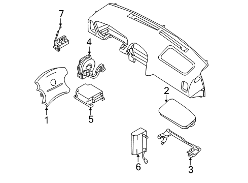 2003 Nissan Pathfinder Air Bag Components Clock Spring Steering Air Bag Wire Diagram for 25554-5W925