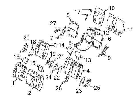 2019 Lincoln MKT Second Row Seats Headrest Guide Diagram for CU5Z-96610A16-AB