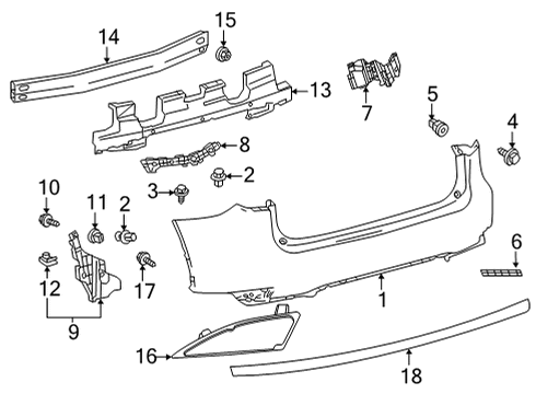 2021 Lexus RX350 Bumper & Components - Rear Rear Bumper Protector Diagram for PT738-48160