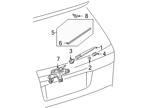 2004 Toyota Sienna Wiper & Washer Components Wiper Arm Grommet Diagram for 85143-AE010