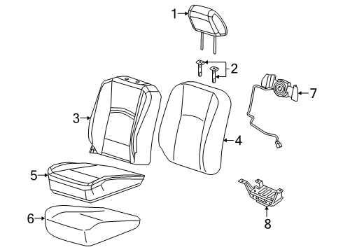2021 Ram 2500 Front Seat Components Front Seat Cushion Diagram for 68454358AA