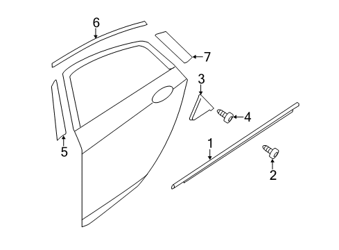 2011 Hyundai Sonata Exterior Trim - Rear Door Moulding Assembly-Rear Door Delta, LH Diagram for 83830-3S000