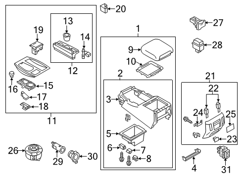 2017 Infiniti QX80 Center Console Power Socket Assembly Diagram for 25331-2Y90A