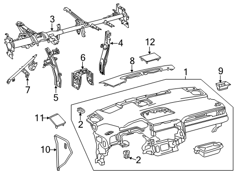 2020 Lexus RX350L Cluster & Switches, Instrument Panel Pad Sub-Assembly, INSTRU Diagram for 55401-0E170-C0