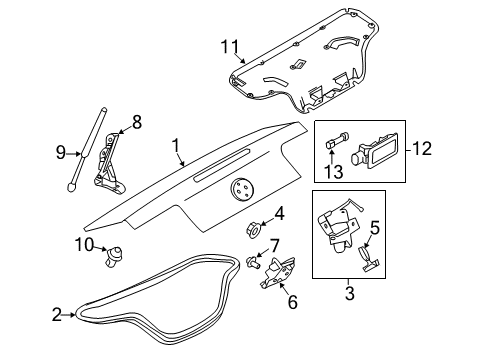 2013 Ford Mustang Trunk Inner Cover Diagram for DR3Z-13A656-AA