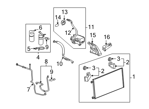 2009 GMC Sierra 1500 A/C Condenser, Compressor & Lines Front AC Line Diagram for 19418538